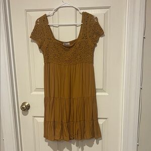 Mustard Crochet Top Dress